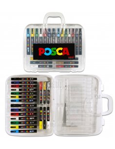 Posca Maleta de Plastico Avec 20 Marcadores de Pintura - Pointe de Polyester - Encre Pigmentada Base Eau - No Permanent - Résist