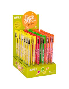 Apli Gel Pen Fresh Fluor - 48 Boligrafos de Encre Gel Fluo - Séchage rapide et Larga Duracion - Grueso de Escritura de 1mm
