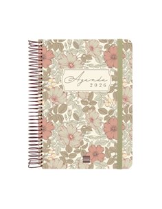 Finocam Cloe Agenda de Spirale - Annuel 2026 - Planificador - Fermeture de Goma - Format E10 - 175x28x214mm - 1 Dia Par Pagina -