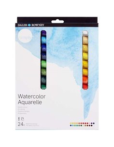 Daler Rowney Simply Pack de 24 Acuarelas 12ml - Se Humedecen Facilmente - Couleurs assorties