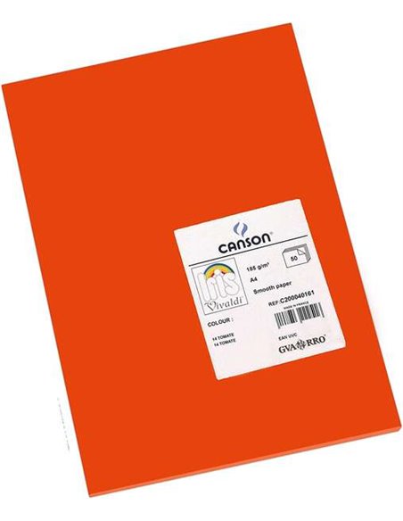 Canson Guarro Pack de 50 Cartulinas Iris A4 de 185g - 21x29.7cm - Couleur Tomate