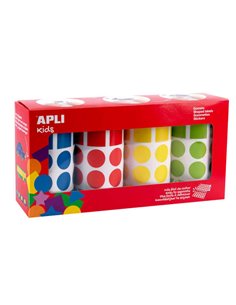 Apli Gomets Geometricos Assortis Parchis - 20mm - Adhésif permanent - 8260 Gomets - 59 Feuilles Pretroqueladas - 35 Gomets Par F