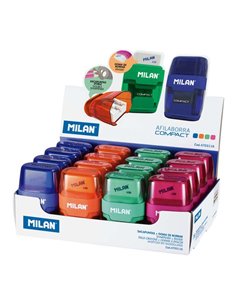Milan Compact Présentoir de 16 Afilaborras - Usage Estandar et Maxi - Cuchilla de Acier - Goma de Borrar - Cuchilla de Sécurité 