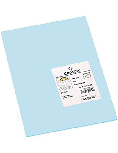 Canson Guarro Pack de 50 Cartulinas Iris A4 de 185g - 21x29.7cm - Couleur Bleu Cielo