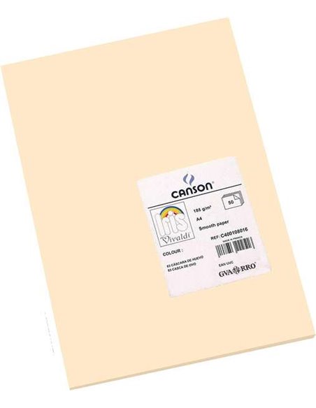 Canson Guarro Pack de 50 Cartulinas Iris A4 de 185g - 21x29.7cm - Couleur Cascara Huevo
