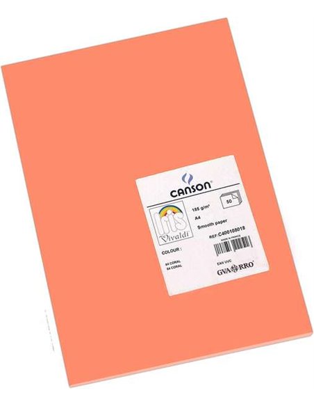 Canson Guarro Pack de 50 Cartulinas Iris A4 de 185g - 21x29.7cm - Couleur Coral