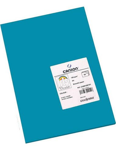 Canson Guarro Pack de 50 Cartulinas Iris A4 de 185g - 21x29.7cm - Couleur Bleu Caribe