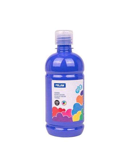 Milan Botella de Tempera 500ml - Tapon Dosificador - Séchage rapide - Mezclable - Couleur Bleu Marine