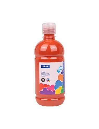 Milan Botella de Tempera 500ml - Tapon Dosificador - Séchage rapide - Mezclable - Couleur Marron