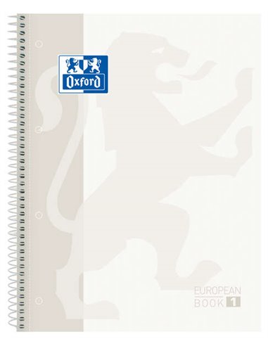 Oxford Europeanbook 1 Cahier Spirale Format A4+ Cuadriculado 5x5mm - 80 Feuilles - Banda de Couleur - Couvercle Extradura Brilla
