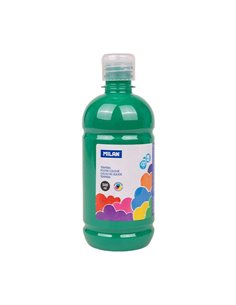 Milan Botella de Tempera 500ml - Tapon Dosificador - Séchage rapide - Mezclable - Couleur Vert Foncé