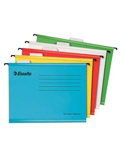 Esselte Classic Pack de 10 Carpetas Colgantes Reforzadas A4 - Visores de Plastico Transparent - Étiquettes Blancas - 100% Carton