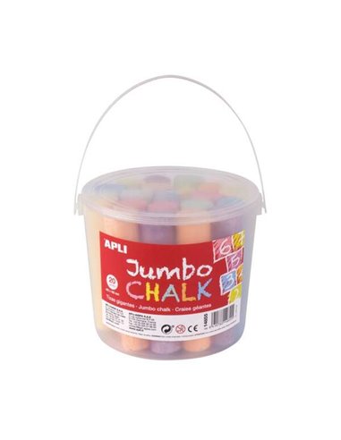 Apli Pack de 20 Tizas Jumbo Ø 25 x 105 mm - Aptas Pour Usage Scolaire - Couleurs assorties