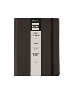 Finocam Duoband Agenda - Annuel 2026 - Bloc de Notas - Format E10 - 176x28x226mm - 1 Dia Par Pagina - Couleur Noir