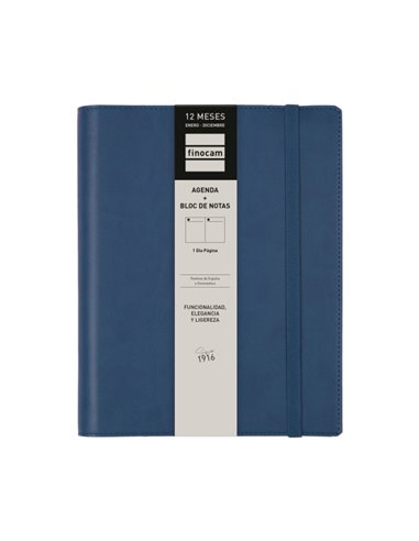 Finocam Duoband Agenda - Annuel 2026 - Bloc de Notas - Format E10 - 176x28x226mm - 1 Dia Par Pagina - Couleur Bleu