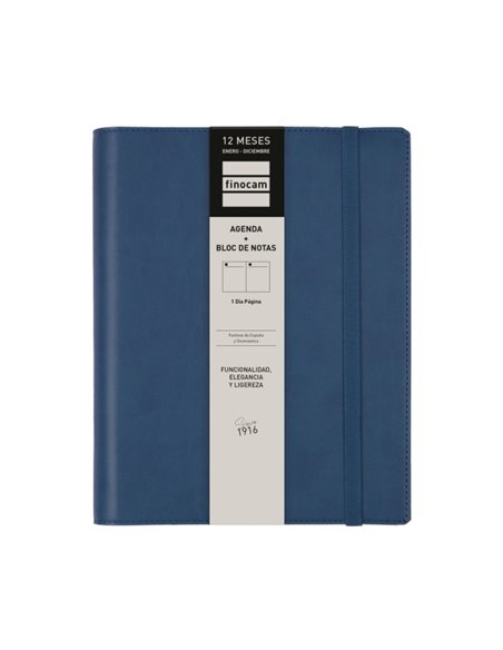 Finocam Duoband Agenda - Annuel 2026 - Bloc de Notas - Format E10 - 176x28x226mm - 1 Dia Par Pagina - Couleur Bleu