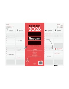 Finocam Vade Protector de Escritorio en Catalan - Annuel 2026 - Encolado - 420x7x310mm - Semaine sur 2 pages en Vertical - Coule