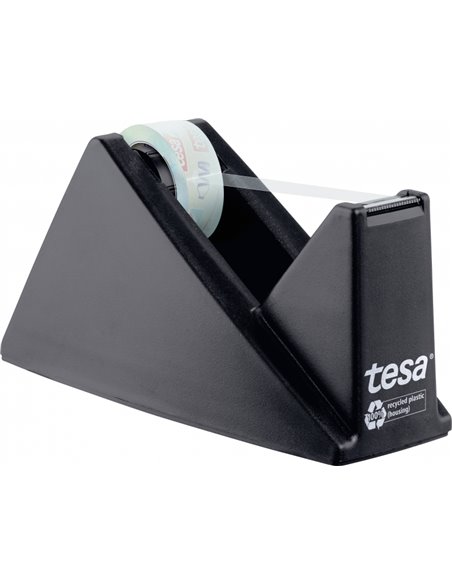 Tesa Tesafilm Eco & Crystal Easy Cut Portarrollos de Sobremesa + Ruban Adhesiva Fabricada Avec 90% de Botellas PET Recicladas - 