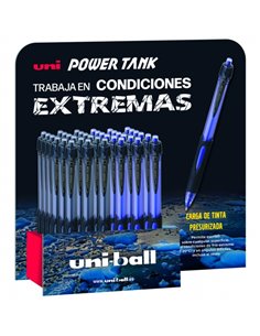 Uni-ball 220 Power Tank Présentoir de 36 Boligrafos - Pointe de Bola 1mm - Charge Presurizada - Escribe en Cualquier Superficie 
