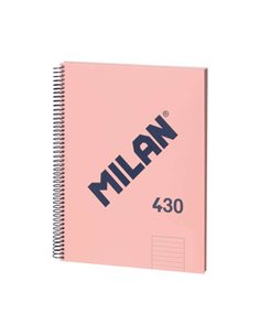 Milan Serie 1918 Cahier Spirale Format A4 Pautado 7mm - 80 Feuilles de 95 gr/m2 - Microperforado, 4 Taladros - Couleur Rose