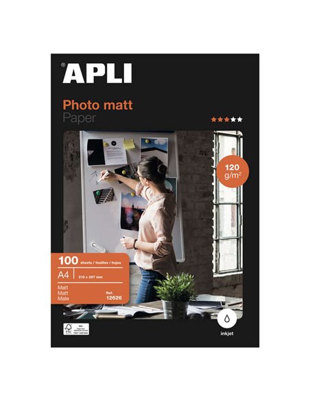 Apli Papier Fotografico Matt A4 120g 100 Feuilles