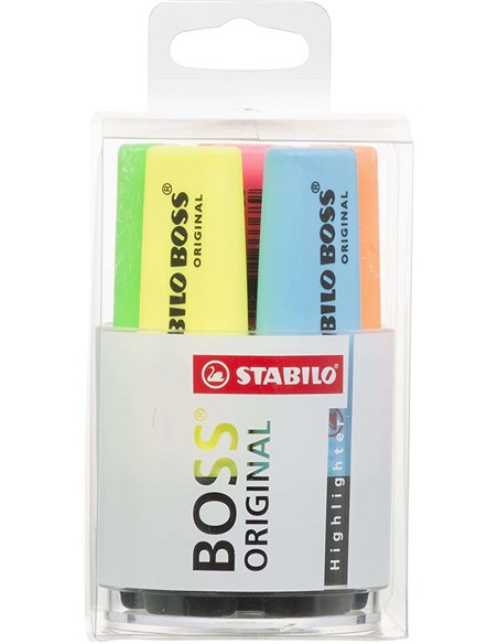 Stabilo Boss 70 Pack de 6 Marcadores Fluorescentes - Practico Cubilete de Escritorio - Trait entre 2 et 5mm - Rechargeable - Enc