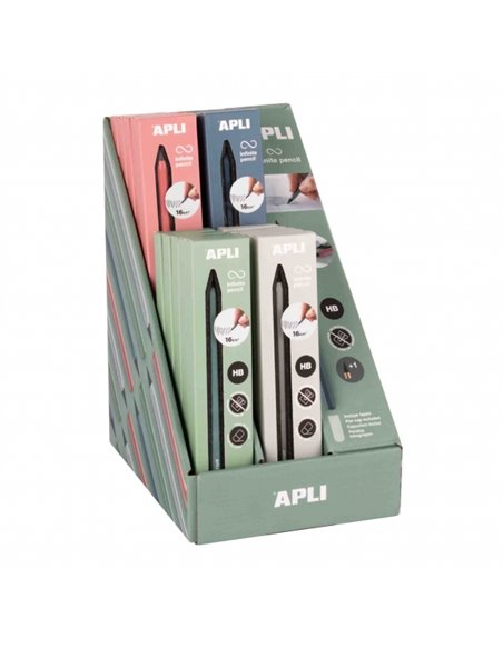 Apli Infinite Pencil Up North Présentoir Avec 20 Packs de Crayon Infinito HB + Mina de Recambio + Tapon Protector - Pour Escribi