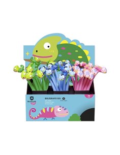 Bismark Animals Camaleon Stylo à bille Toucher Soft Avec Divertidos Camaleones - Pointe Fina - Encre Gel Couleur Noir - 3 Diseño