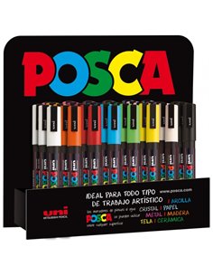 Posca PC3M Présentoir de 36 Marcadores de Pintura - Pointe Conica de Polyester 0.9-1.3mm - Encre Base al Eau - Résistant à la Lu