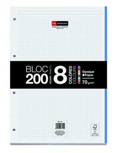 Miquel Rius Bloc8 Bloc Encolado Format A4 Cuadricula 5x5mm - 200 Feuilles de 70gr Avec 4 Taladros - Base de Carton