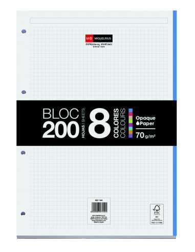Miquel Rius Bloc8 Bloc Encolado Format A4 Cuadricula 5x5mm - 200 Feuilles de 70gr Avec 4 Taladros - Base de Carton