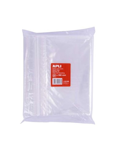 Apli Pack de 100 Bolsas de Auto Fermeture 250 x 350 mm - Fermeture Seguro - Aptas Pour Alimentos
