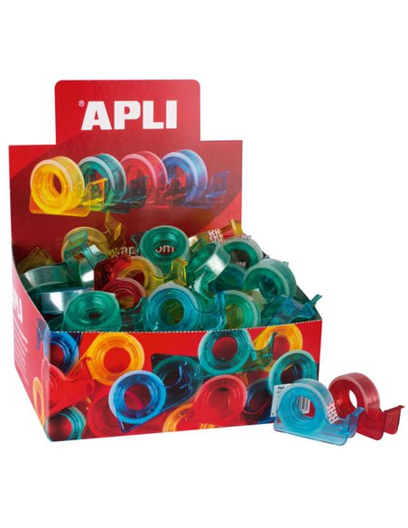 Apli Porta Ruban School Avec Ruban Adhesiva Transparent - 15mm x 10m - Facile de Usar et Transportar - Idéal Pour Estudiantes et