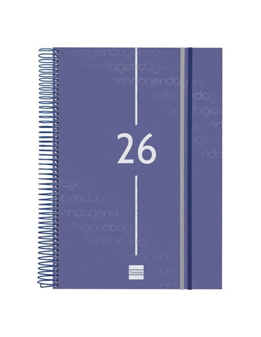 Finocam Year Agenda de Spirale - Annuel 2026 - Couvercle Légère - Format E40 - 230x29x297mm - 1 Dia Par Pagina - Couleur Bleu