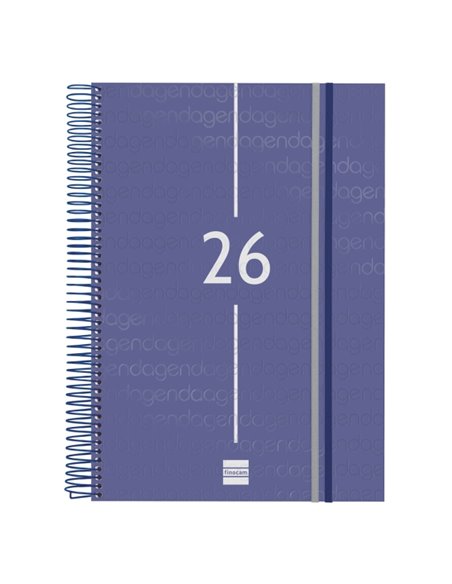 Finocam Year Agenda de Spirale - Annuel 2026 - Couvercle Légère - Format E40 - 230x29x297mm - 1 Dia Par Pagina - Couleur Bleu