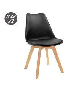 Muvip Design D200 Pack de 2 Sillas Multifuncionales - Asiento Acolchado - Patas de Bois - Usage en Intérieur - Idéal Pour Sala d