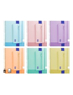 Bismark Pack de Cahier Spirale A4 120 Feuilles 90grs Cuadricula 5x5 + Trousse de Neopreno - Feuilles Microperforadas - Couleurs 