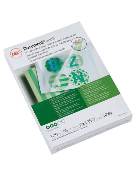 GBC Cartera Plastificacion Documentos A5 2x125 Micras Brillo Transparent 216x303Mm