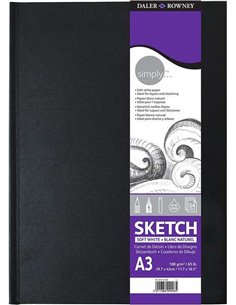 Daler Rowney Simply Cahier de Dibujo Cosido A3 54 Feuilles 100g/m2 - Cubierta Rigida - Couleur Blanc