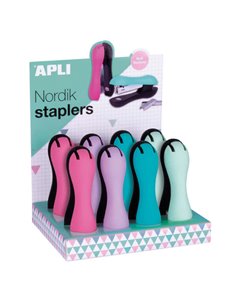 Apli Nordik Collection Présentoir Avec 8 Grapadoras Ergonomicas Soft - Agrafes Nº22/6-24/6 - Capacité de Grapado 40 Feuilles - H