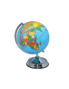 Bismark Esfera Geografica Avec Meridiano 25cm - Cartografia Fisico-Politica - Base Metalica muy Robusta - Couleur Bleu