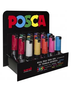 Posca PC-8K Présentoir de 20 Marcadores de Pintura - Pointe Biselada Acrilica 8mm - No Permanent - Idéal Pour Carteleria et Deco