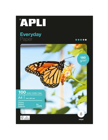 Apli Papier Fotografico Everyday A4 180gr - Acabado Brillante - 100 Feuilles