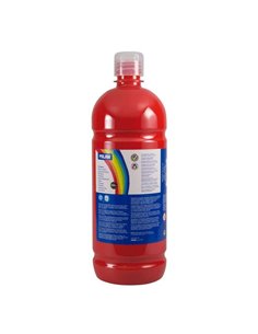 Milan Botella de Tempera 1000ml - Tapon Dosificador - Séchage rapide - Mezclable - Couleur Rouge