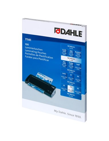 Dahle Pack de 100 Fundas Pour Plastificar Brillo A4 - 80 Micras - Haute qualité - Transparent