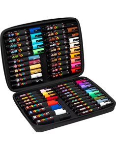 Posca Maletin Premium Avec 40 Marcadores de Pintura - Assorti en Couleur et Trait - Pointe de Polyester - Encre Pigmentada Base 