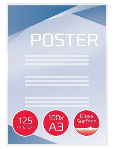 GBC Pack de 100 Carteras Plastificacion A3 Avec Brillo - Haute qualité - 125 Micras - Transparent