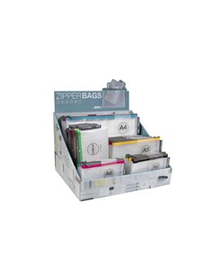 Apli Présentoir de Zipper Bags - 80 Unidades en 4 Dimensions Surtidas - 5 Couleurs Résistants - Goma Eva Transparent de Haute qu