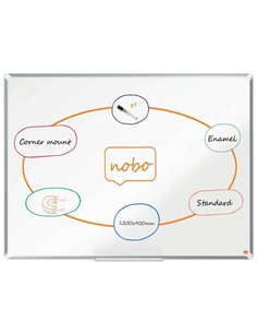 Nobo Premium Plus Tableau Magnetica de Acier Vitrificado 1200x900mm - Montaje en Esquinas - Superficie de Borrado Supérieur - Co