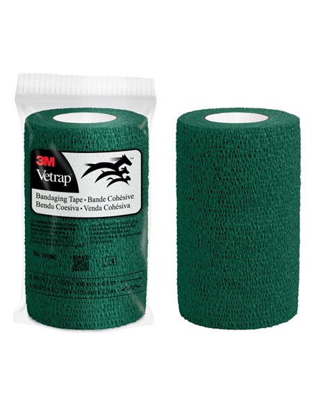 3M Vetrap Venda Cohesiva - 10cm x 4.5m - Flexible - Respirant - Autoadhesiva - Couleur Vert Militar